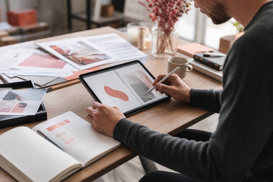 Autor przygotowujący e-book i materiały cyfrowe