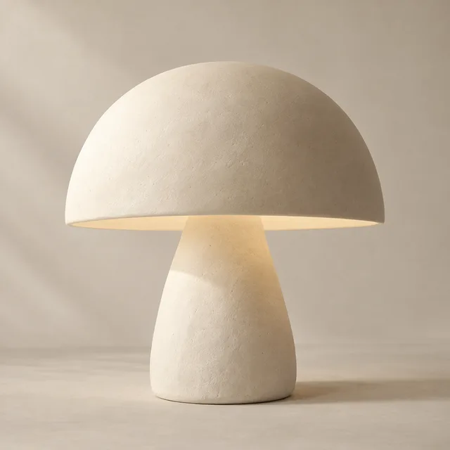 Kremowa lampa stołowa w przykładowym sklepie