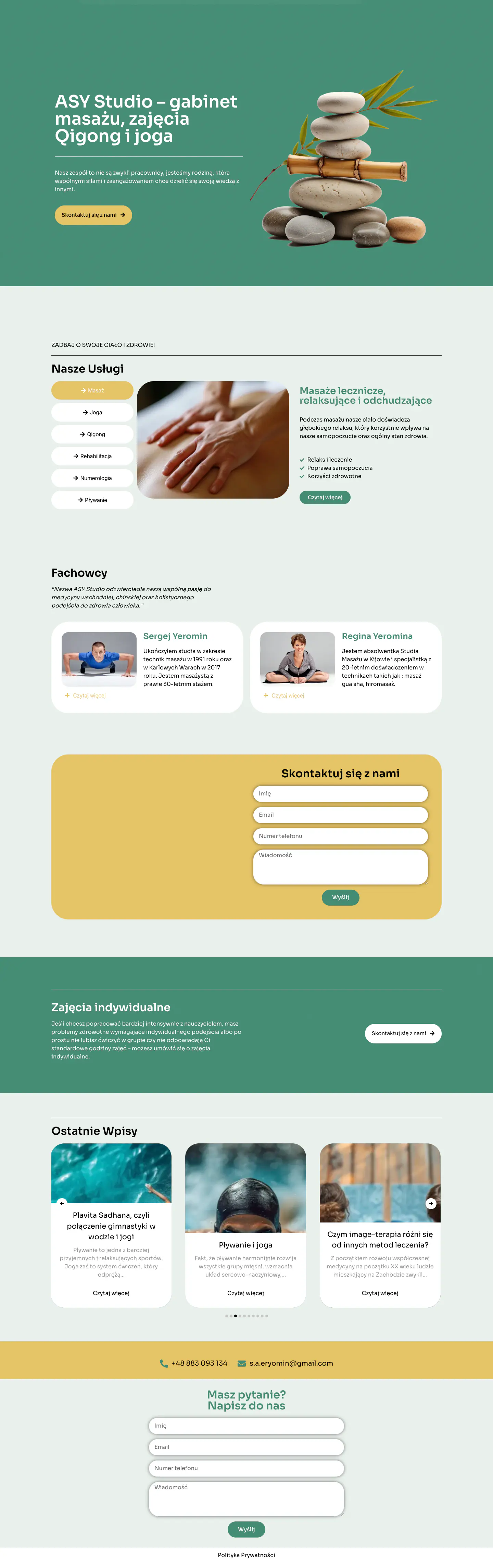 Pełny widok strony internetowej ASY Studio