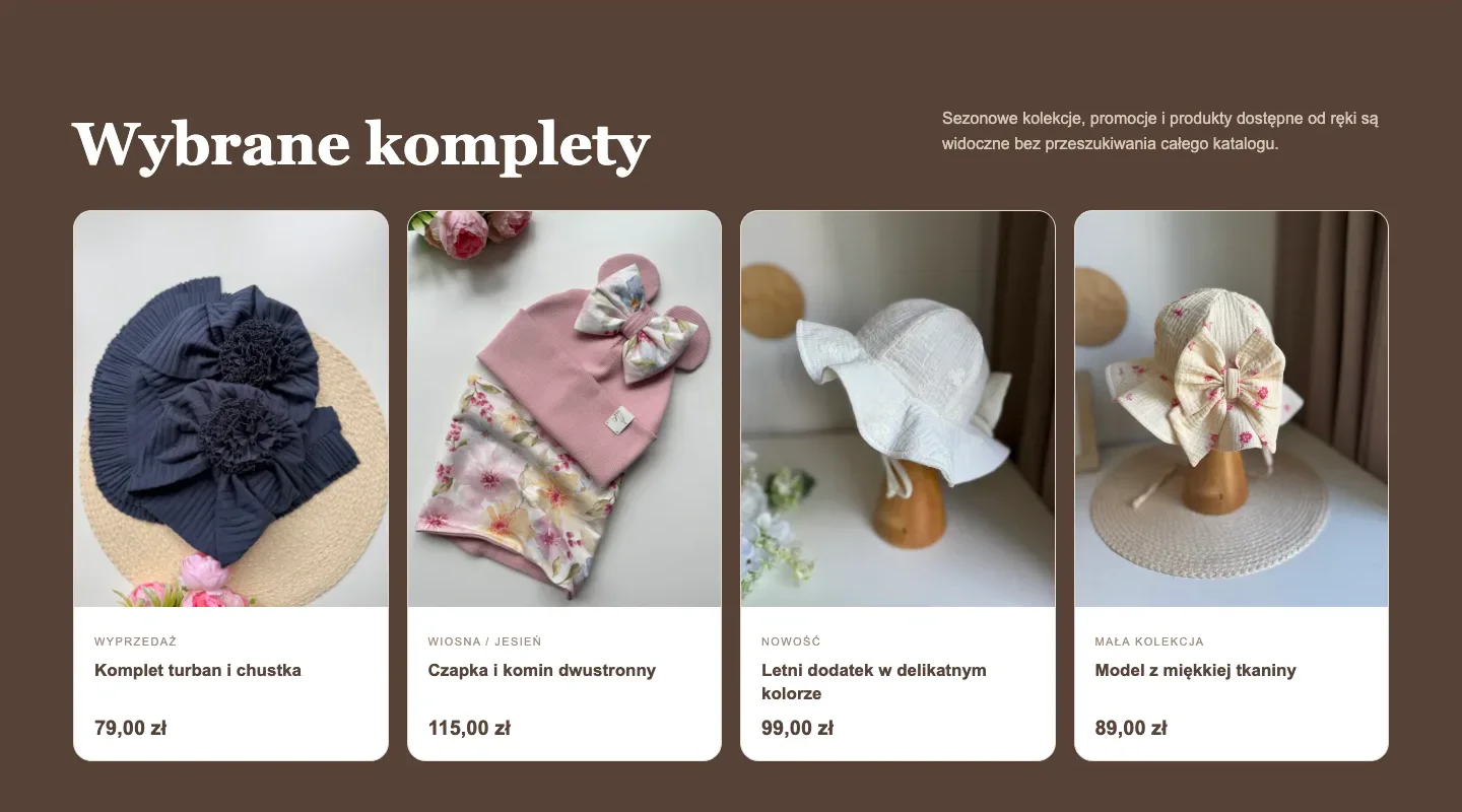 Karty produktów i kolekcje w sklepie internetowym Family Style